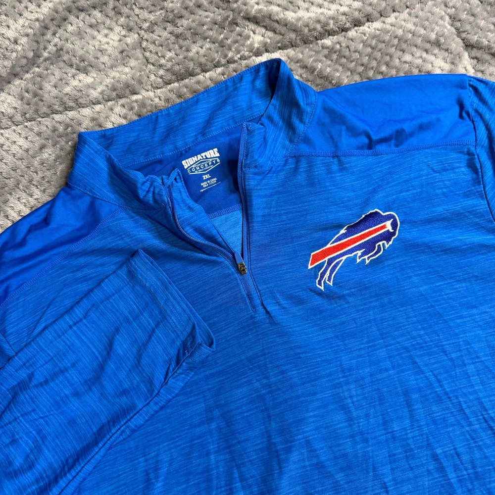 Buffalo Bills Signature Concepts Mens 2XL Blue Quarter Zip Pullover Shirt NFL